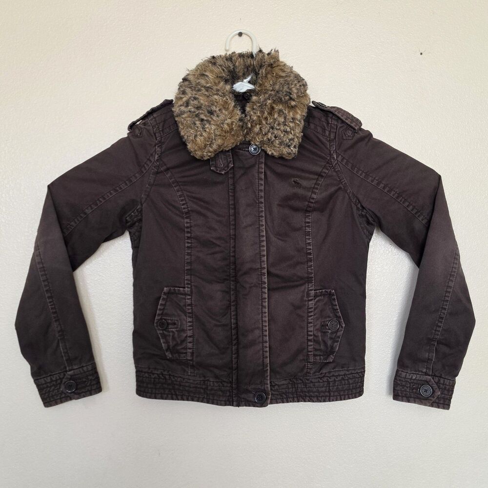 Abercrombie & Fitch Thinsulate Women Medium Brown Jacket Faux Fur Collar Lucinda